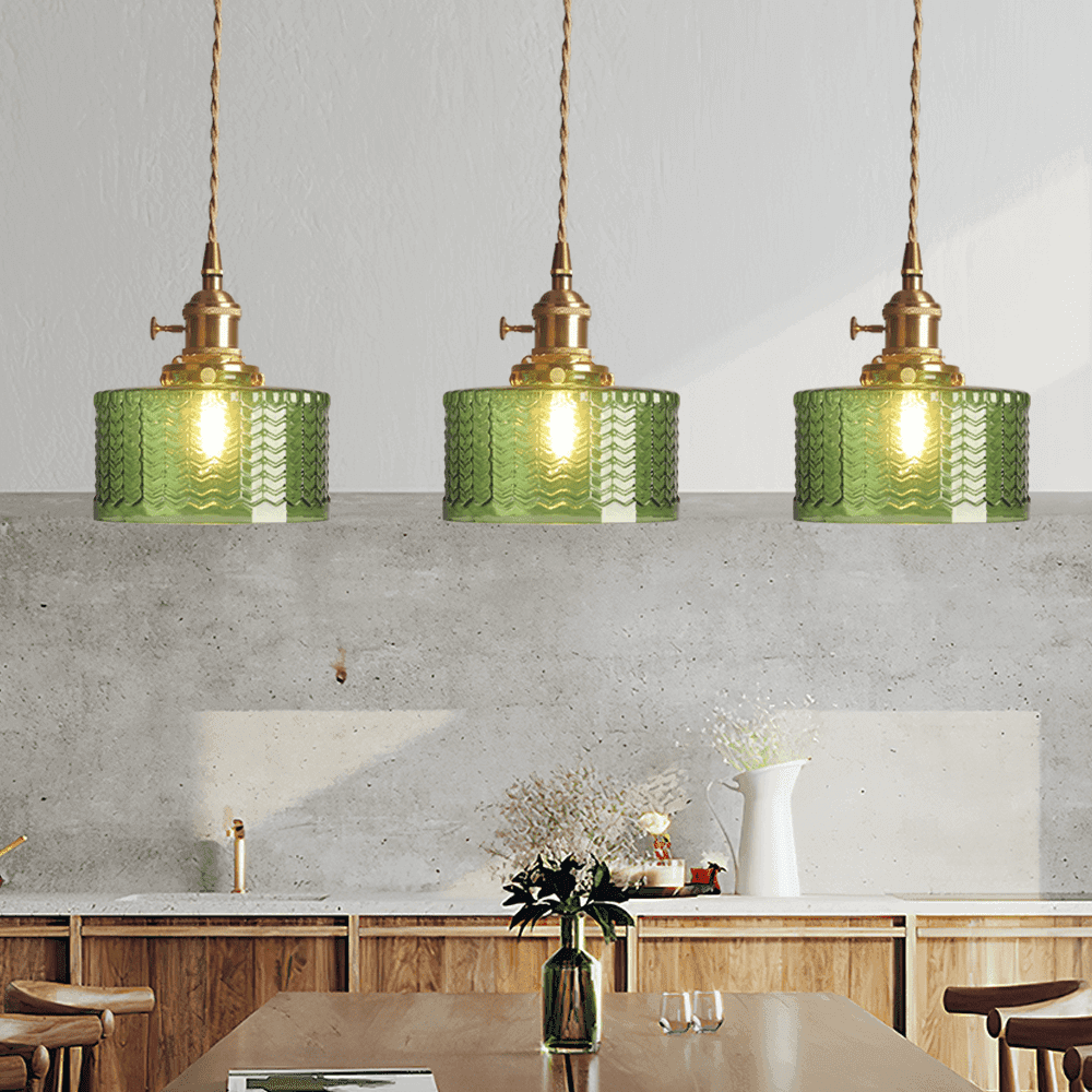 Retro Cylinder Glass Pendant Light