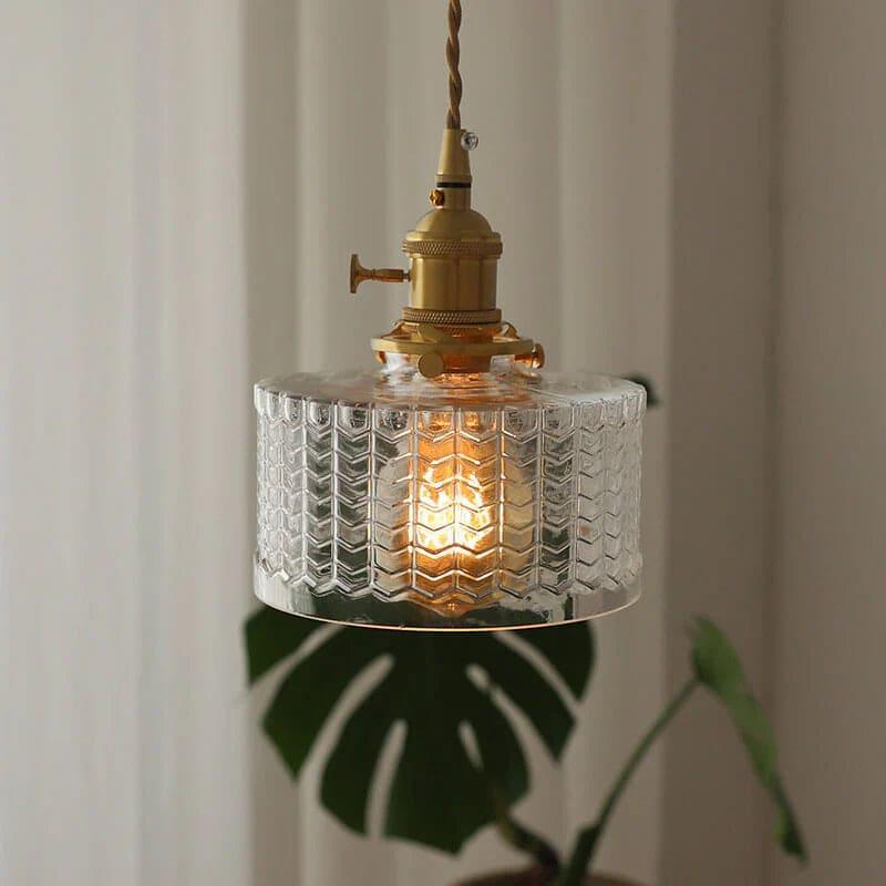 Retro Cylinder Glass Pendant Light