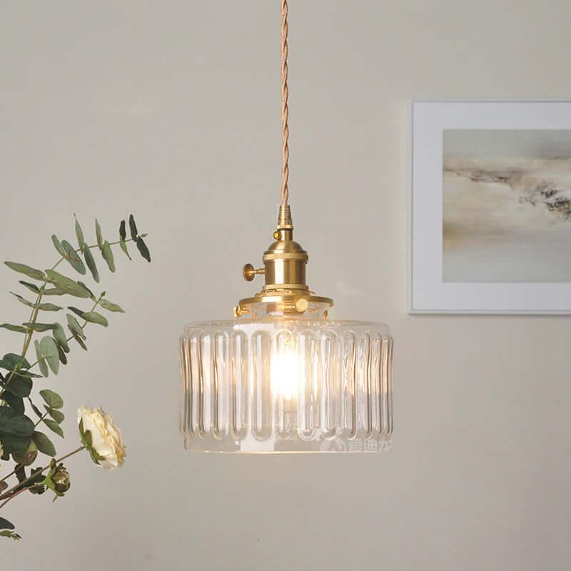 Retro Cylinder Glass Pendant Light