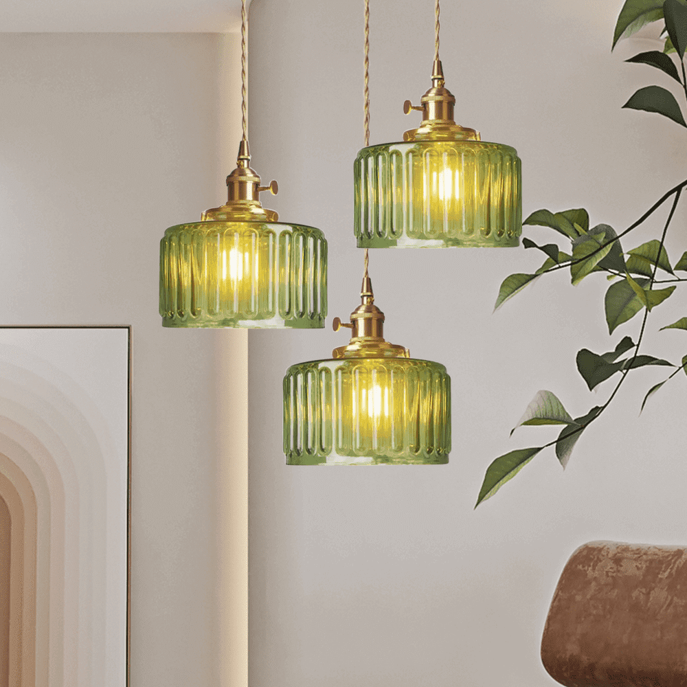 Retro Cylinder Glass Pendant Light