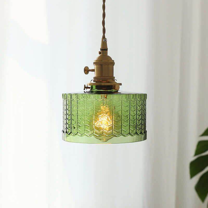Retro Cylinder Glass Pendant Light