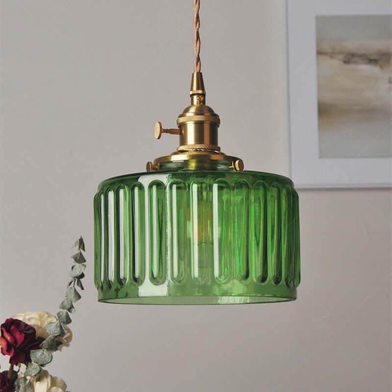 Retro Cylinder Glass Pendant Light