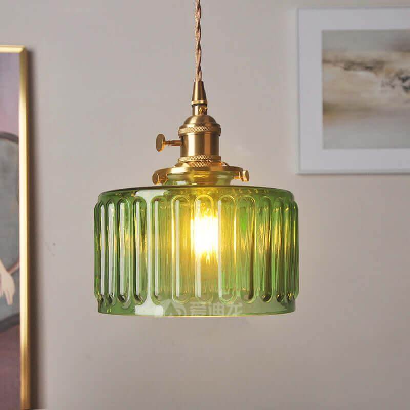 Retro Cylinder Glass Pendant Light