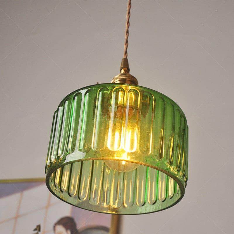 Retro Cylinder Glass Pendant Light