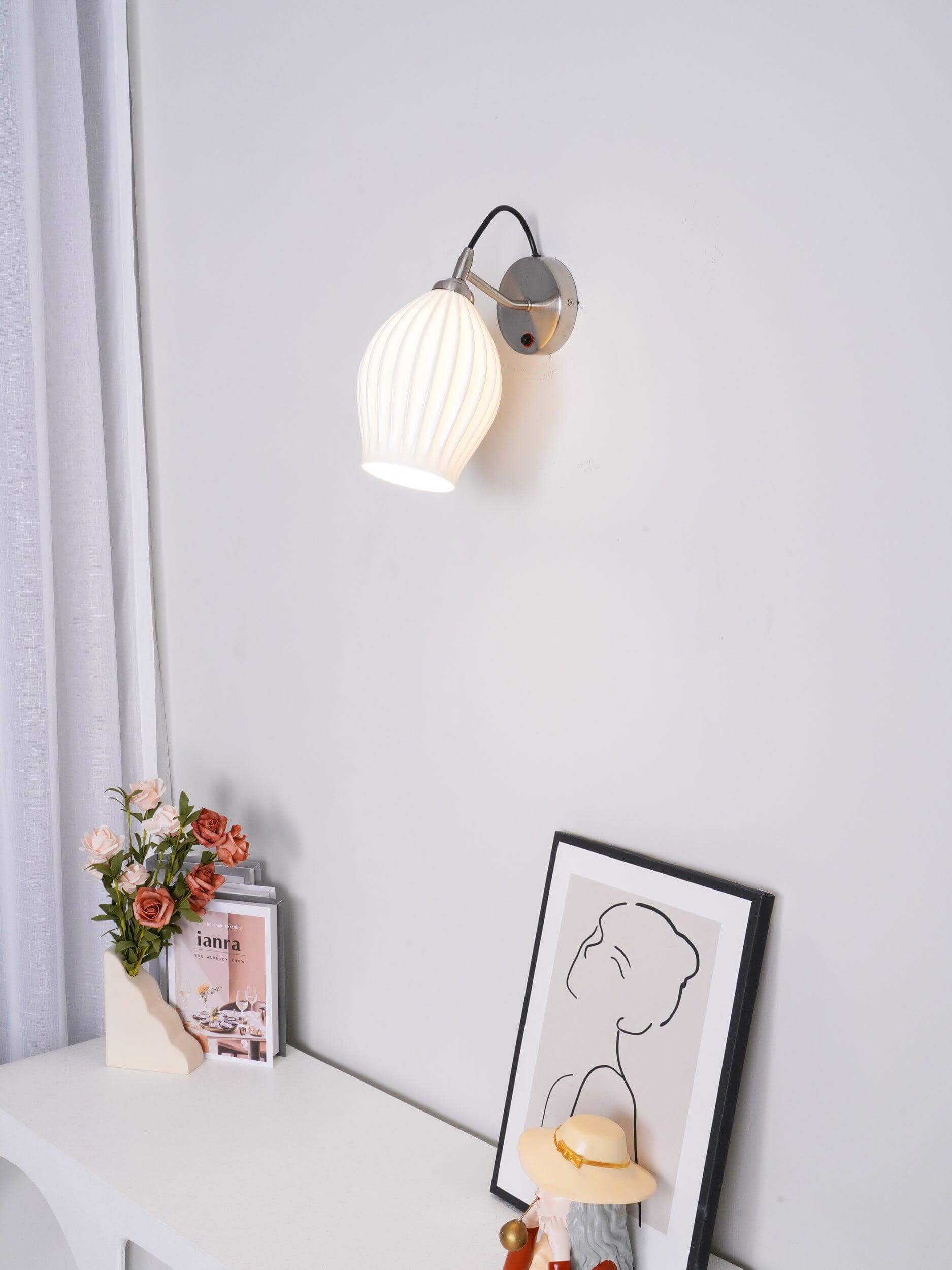Ceramic Ribbed Wall Light