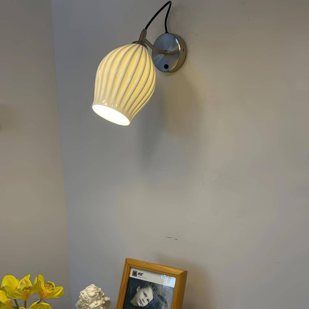 Ceramic Ribbed Wall Light