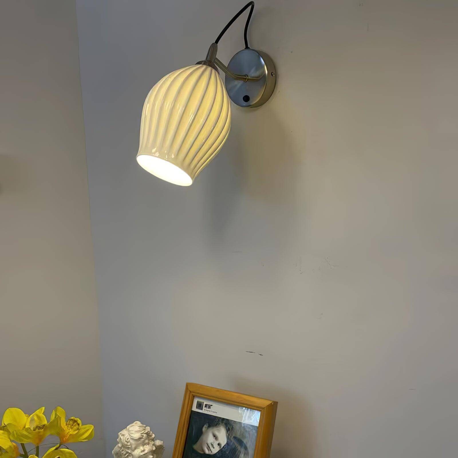 Ceramic Ribbed Wall Light