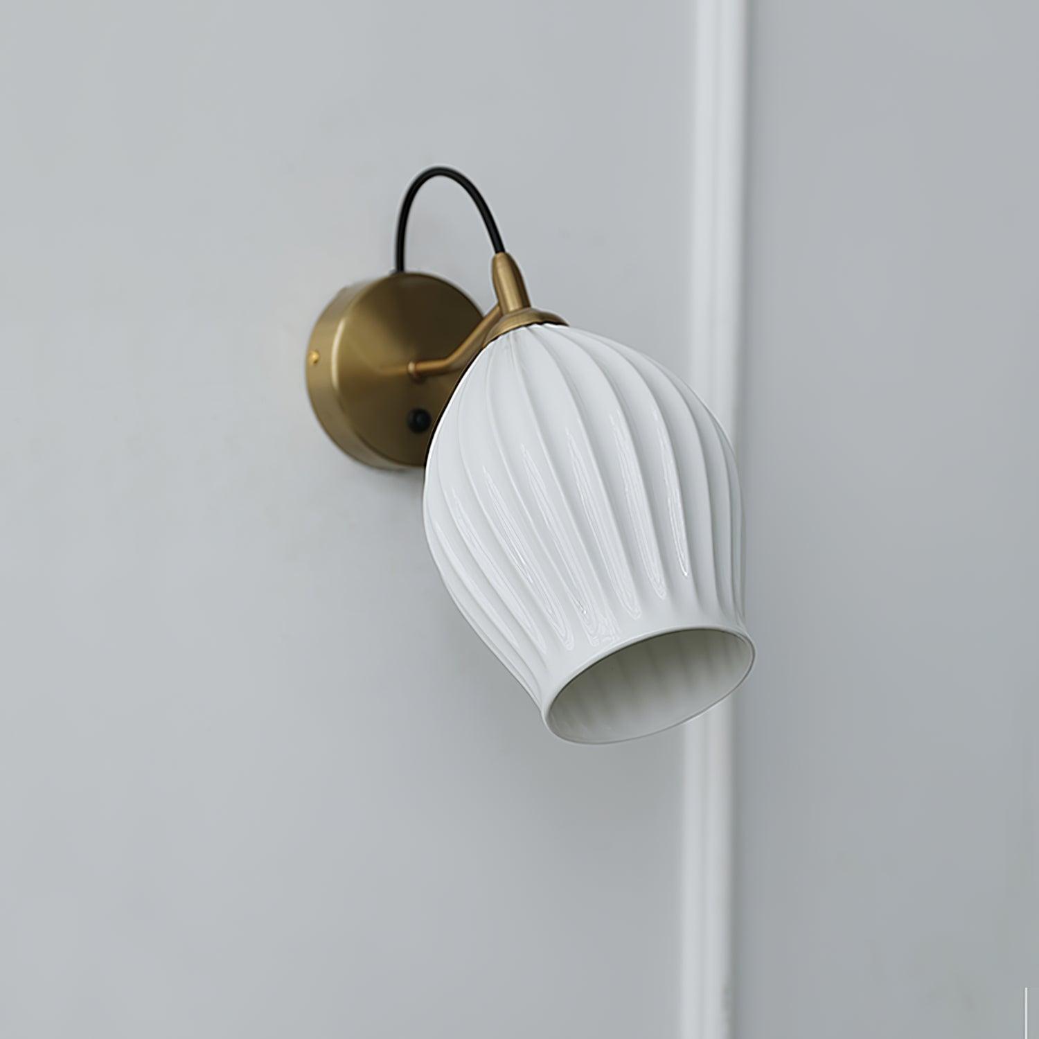 Ceramic Ribbed Wall Light
