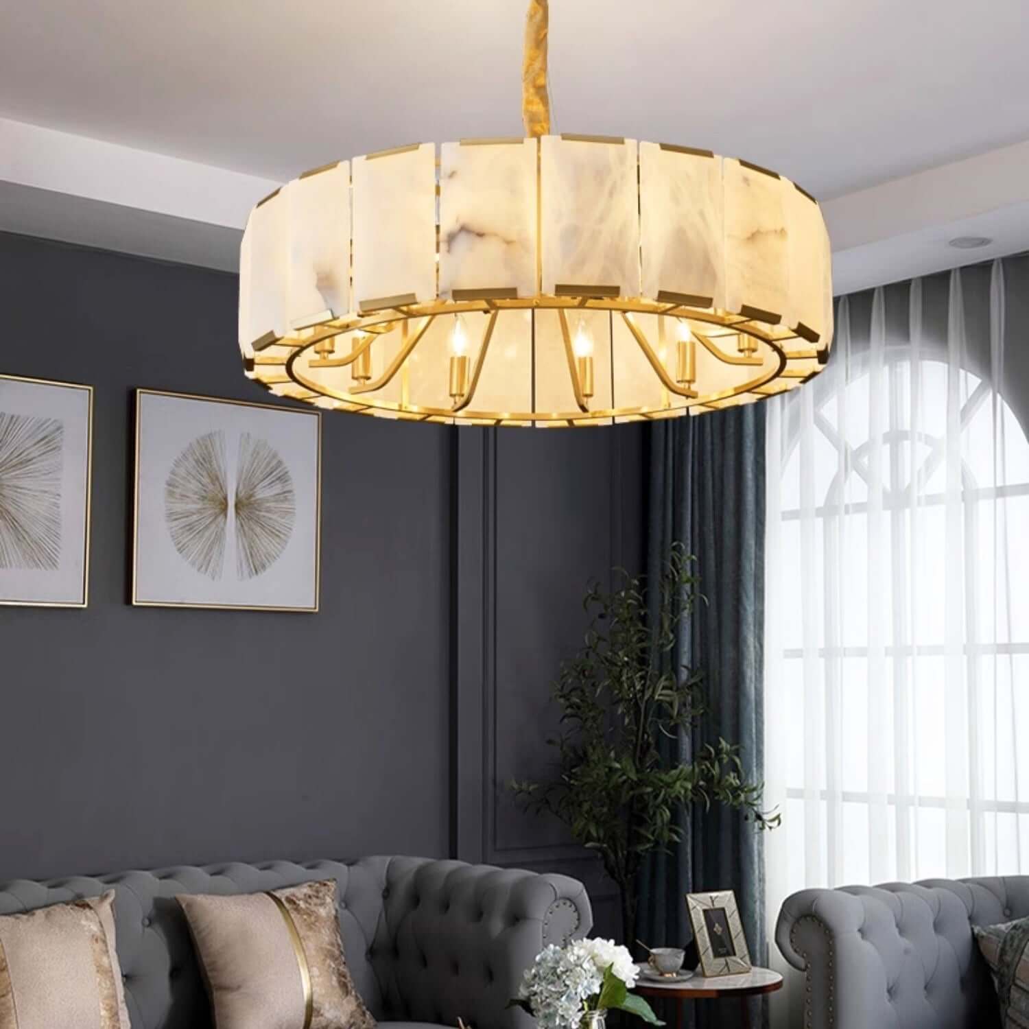 Round Alabaster Chandelier