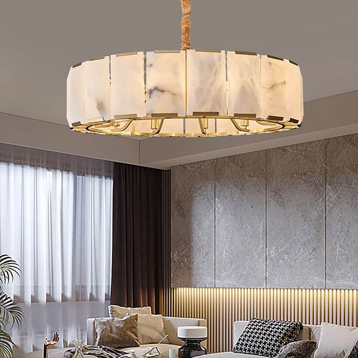 Round Alabaster Chandelier