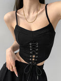Y2k Tunic Tops Women Design Cross Bandage Camis Chic Slim Sleeveless Crop Top Female