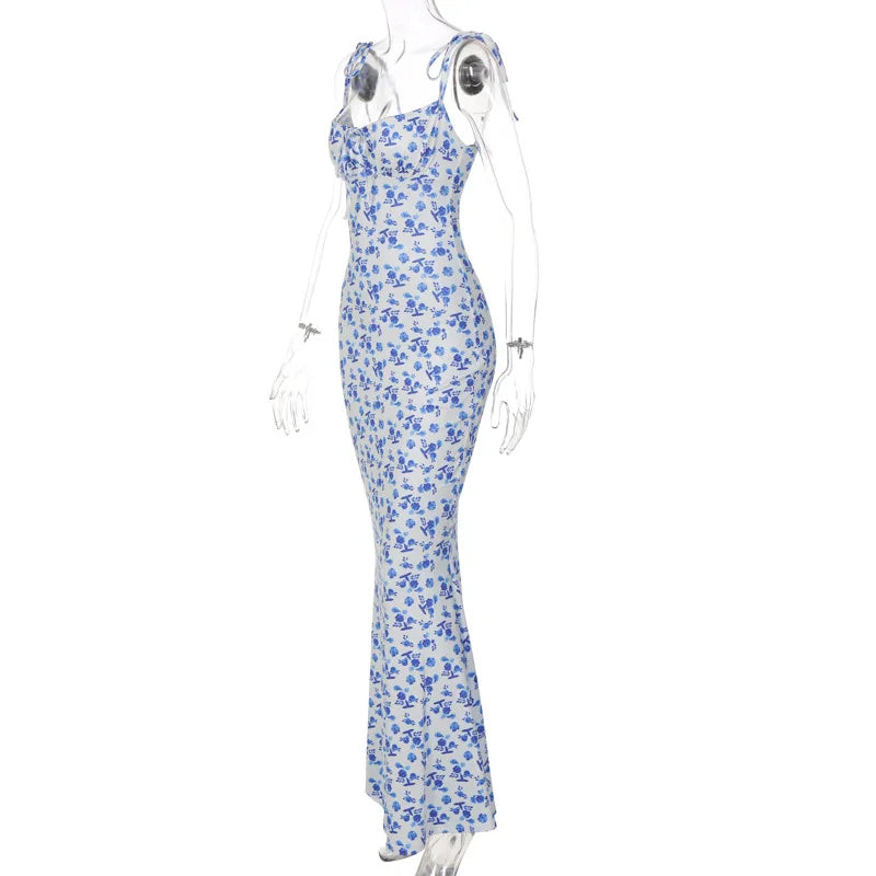 Elegant Floral Beach Vacation Bodycon Streetwear Long Dress