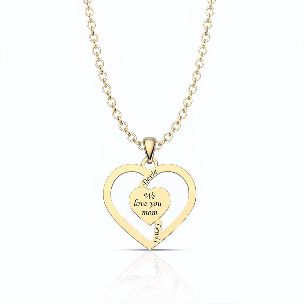 Personalized Mother Name Necklace With Text Custom Heart Pendant Necklace