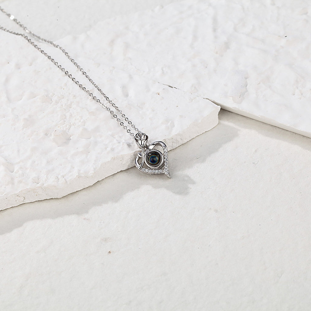 Love Rose with Customized PhotosProjection Necklace Pendant Jewelry For Lover Girlfriend