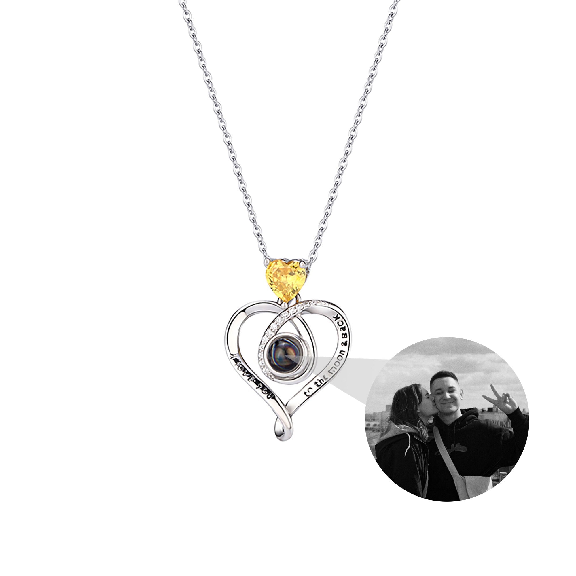 Love with customizable photosProjection Necklace Pendant Jewelry For Lover Girlfriend