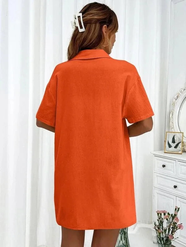 Summer Single breasted Top Broad legged Shorts Set Solid Suits