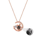 Moon Cat with customizable photos Projection Necklace  Pendant Jewelry