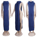 Knitted Side Split Sweater Dress Sleeveless Spring Clothes for Women Y2k Outfits Long Maxi Dresses