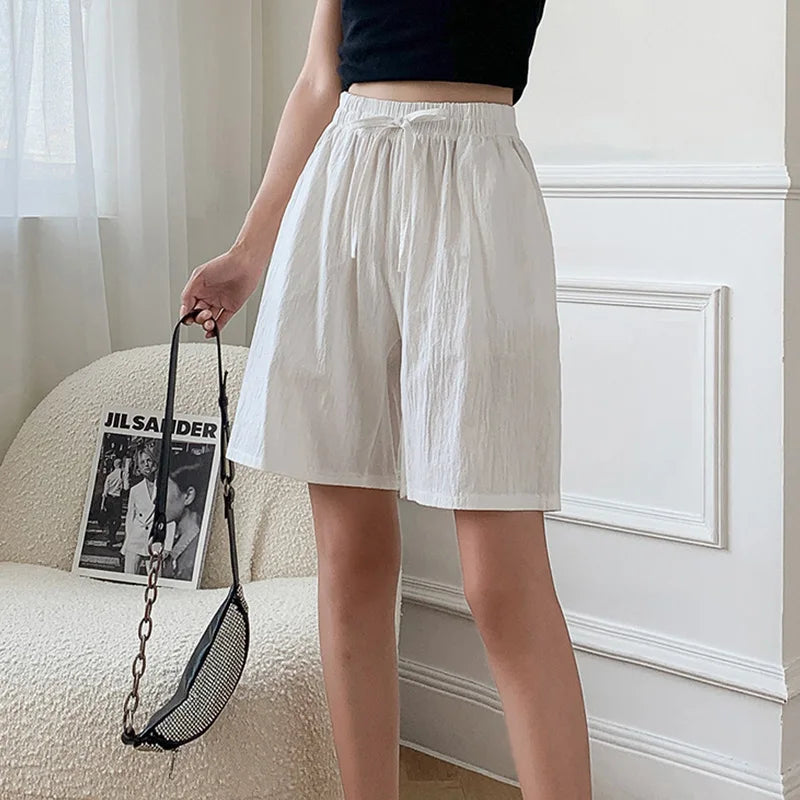 Summer Cotton Linen Loose Women's Shorts Casual Straight Short Pants Harajuku