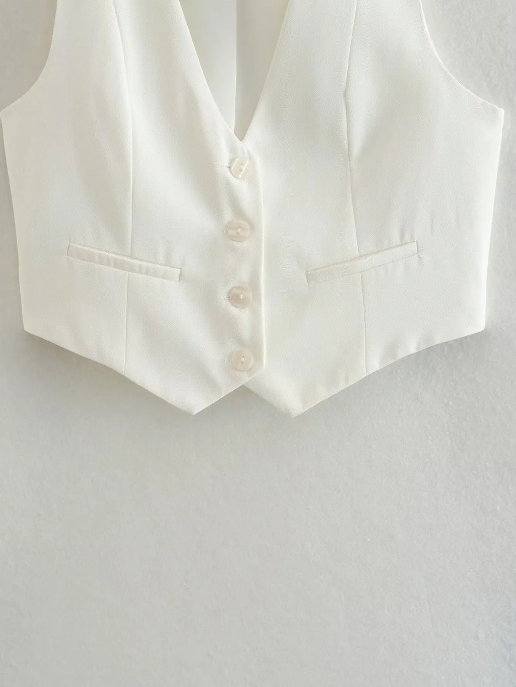 Vintage V Neck Sleeveless Female Outerwear White Chic Vests