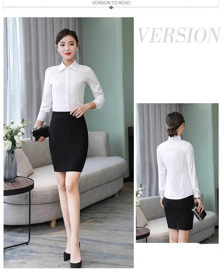 Polyester Cotton Shirts for Women Long Sleeve Blouse