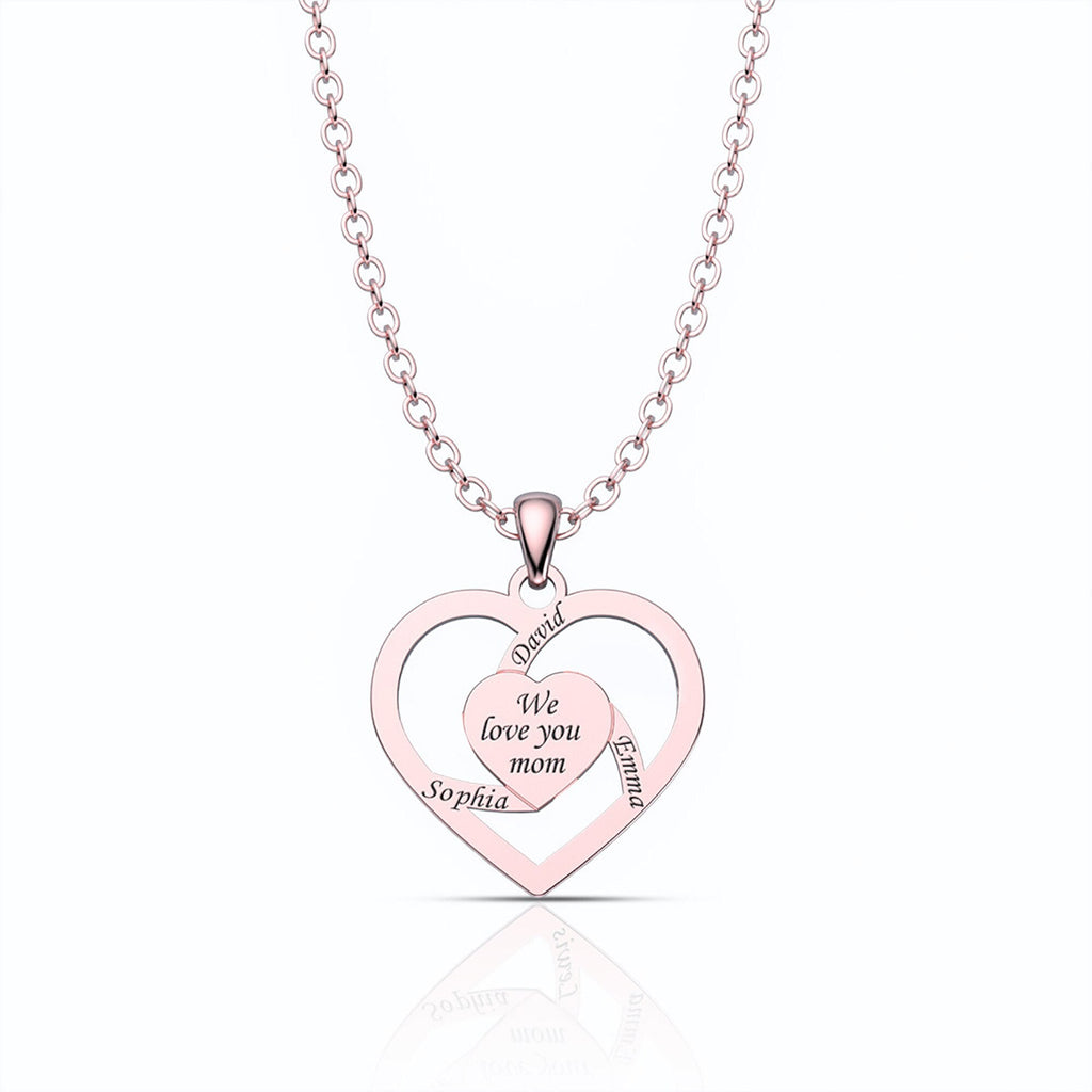 Personalized Mother Name Necklace With Text Custom Heart Pendant Necklace