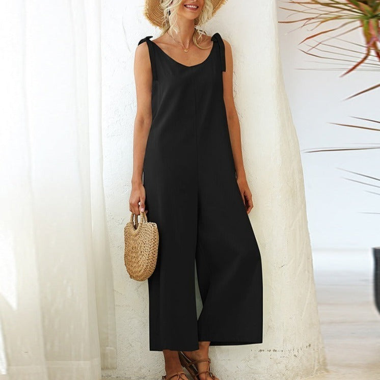 Women's Overalls 2022 Wide Leg Jumpsuit for Women Summer Cotton Backless Romper