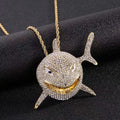 Hip Hop Fierce Shark Inlaid Zircon Pendant Charm Trend Necklace