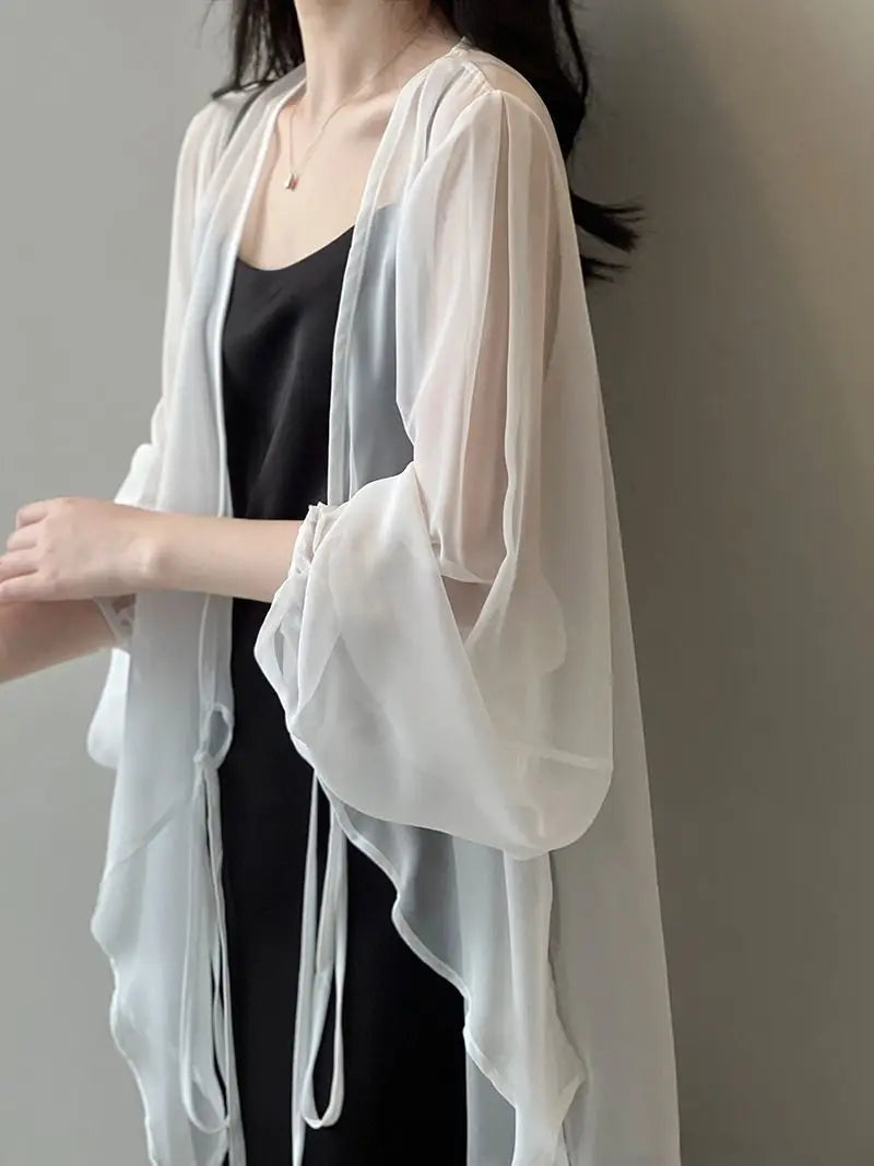 Women High Street Casual Lacing Button Cardigan Elegant All-match Top