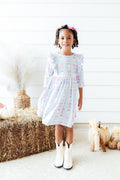 SALE Pumpkin Picnic 3/4 Sleeve Ruffle Twirl Dress