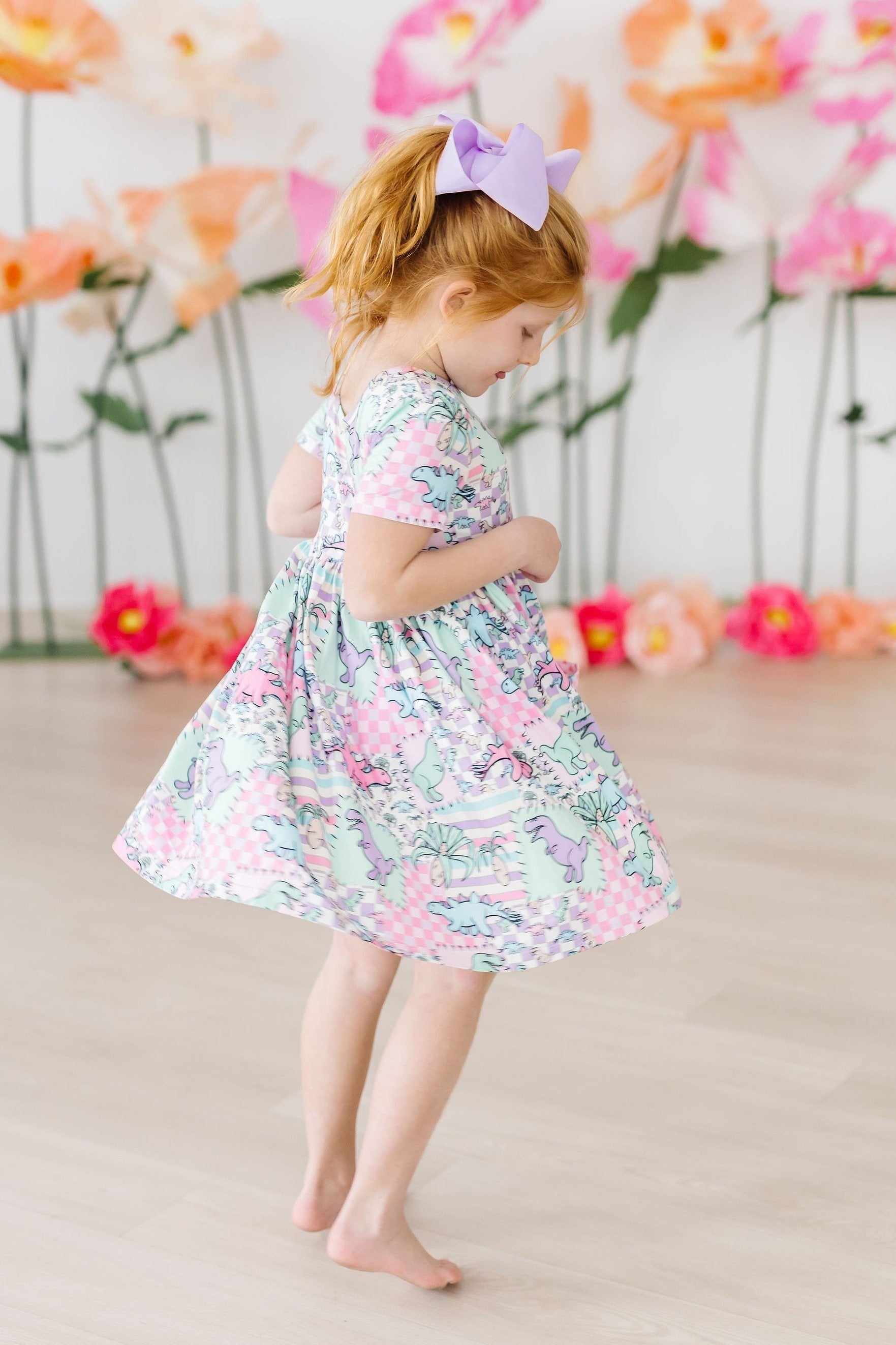 SALE Quilted Dinos S/S Pocket Twirl Dress