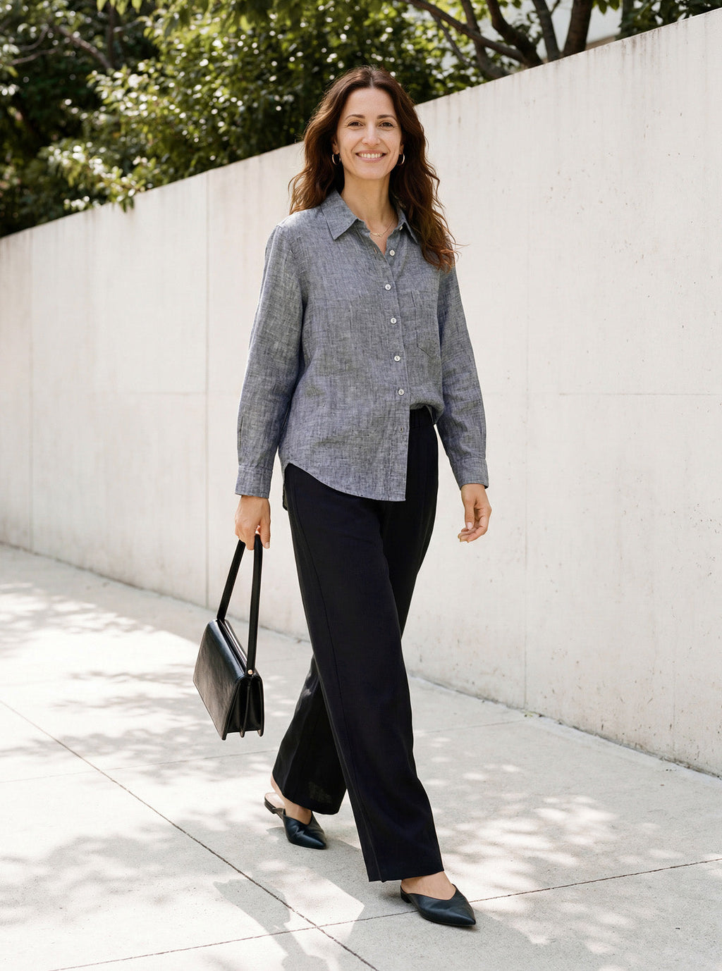 100% Linen Relaxed Drop Shoulder Pocket Shirt ASTER