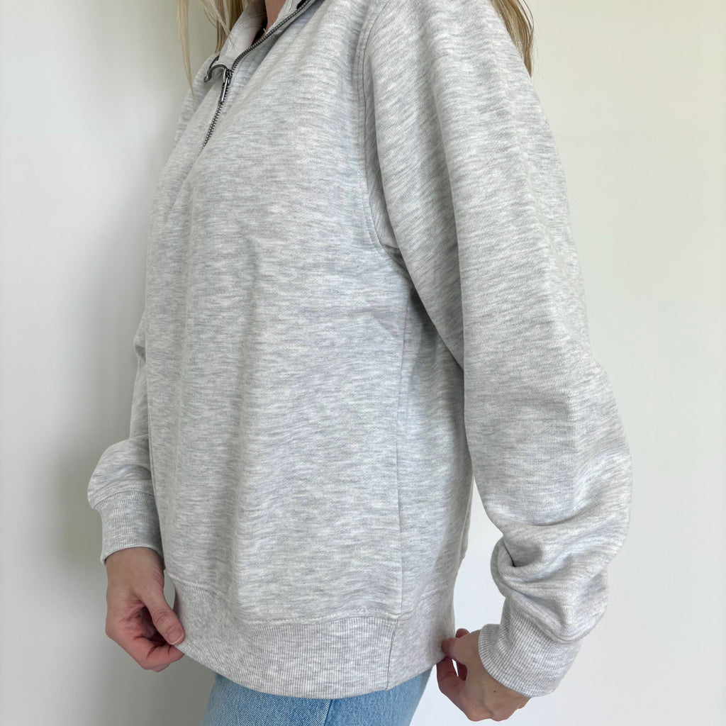 Heather Grey/Black Stripe Quarter Zip Pullover