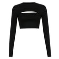 Sexy Hollow Knit Top Sweater Women Party Navel Slim Ribbed Summer Lady Shirts
