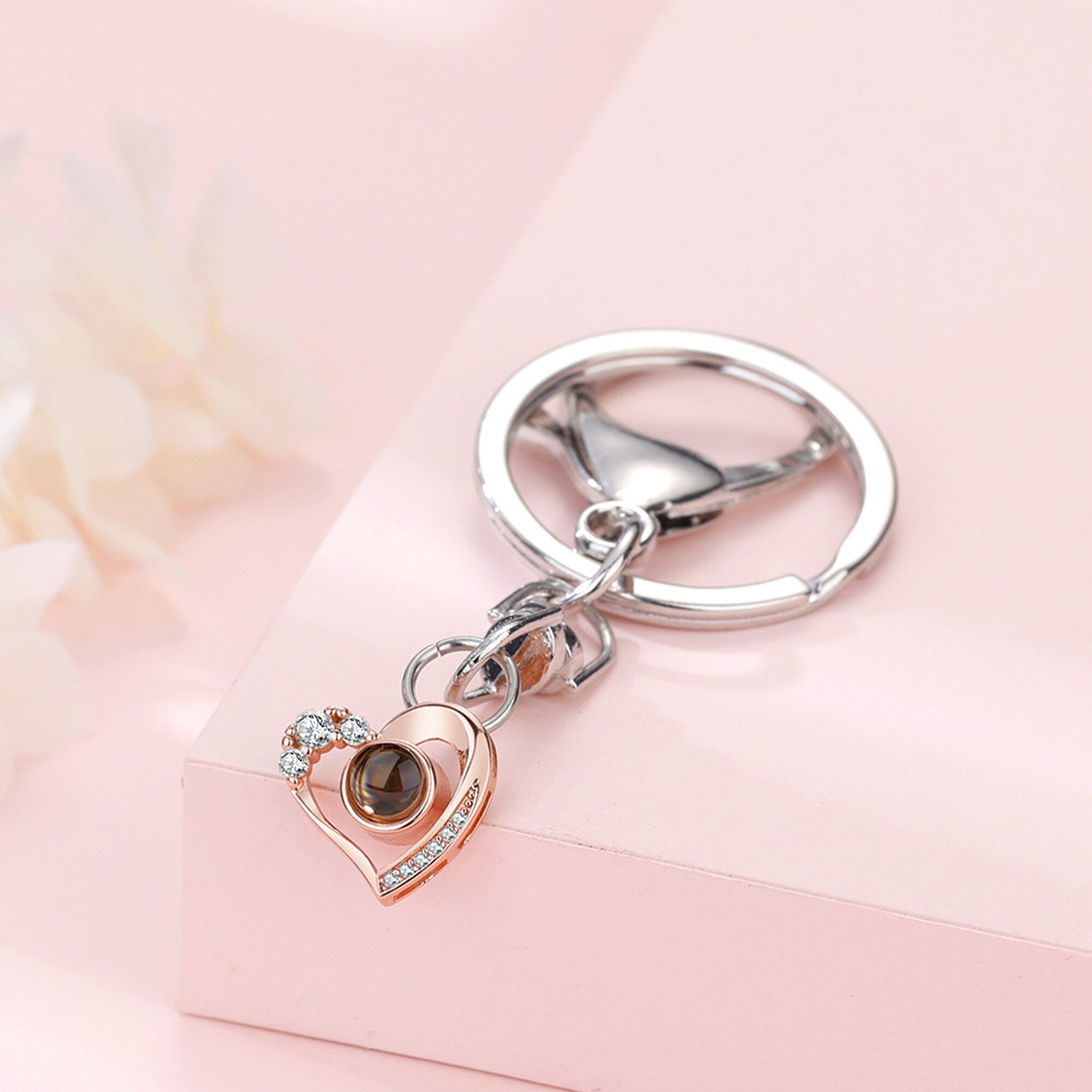 Custom Photo Projection Keychain Simple Style love Projection Keychain