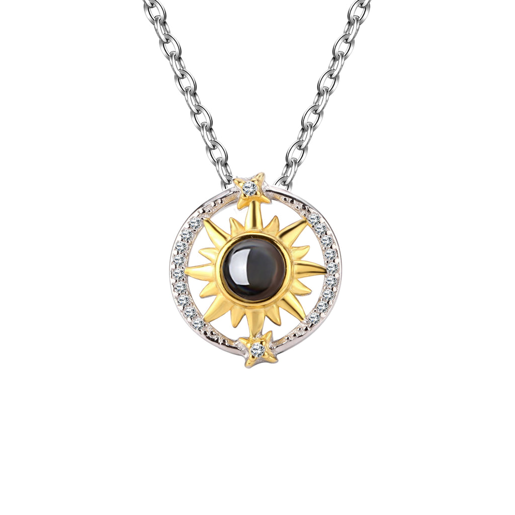 Customizable photo sunflower Projection Necklace Pendant Jewelry