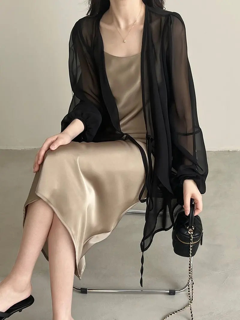 Women High Street Casual Lacing Button Cardigan Elegant All-match Top