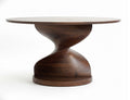 Round Epoxy Resin Table with Wooden Vortex Base Made of Walnut