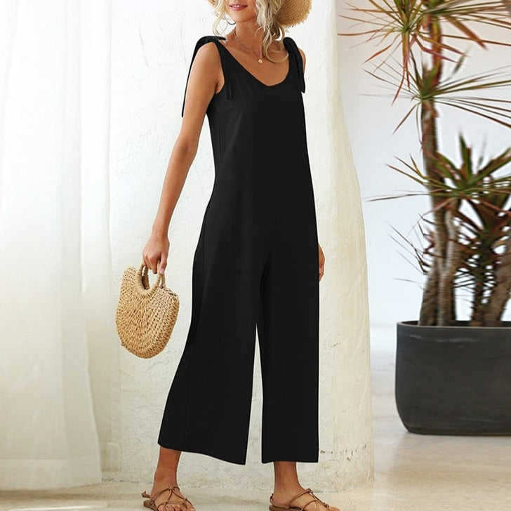 Women's Overalls 2022 Wide Leg Jumpsuit for Women Summer Cotton Backless Romper
