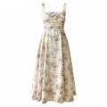Summer Sleeveless Women Printed Dress Elegant Slim Waist Spaghetti Strap Female