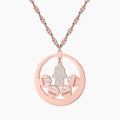 Round Family Name Necklace Hamsa Hand Stainless Steel Necklace Zircon Evil Eye Fatma's Hand