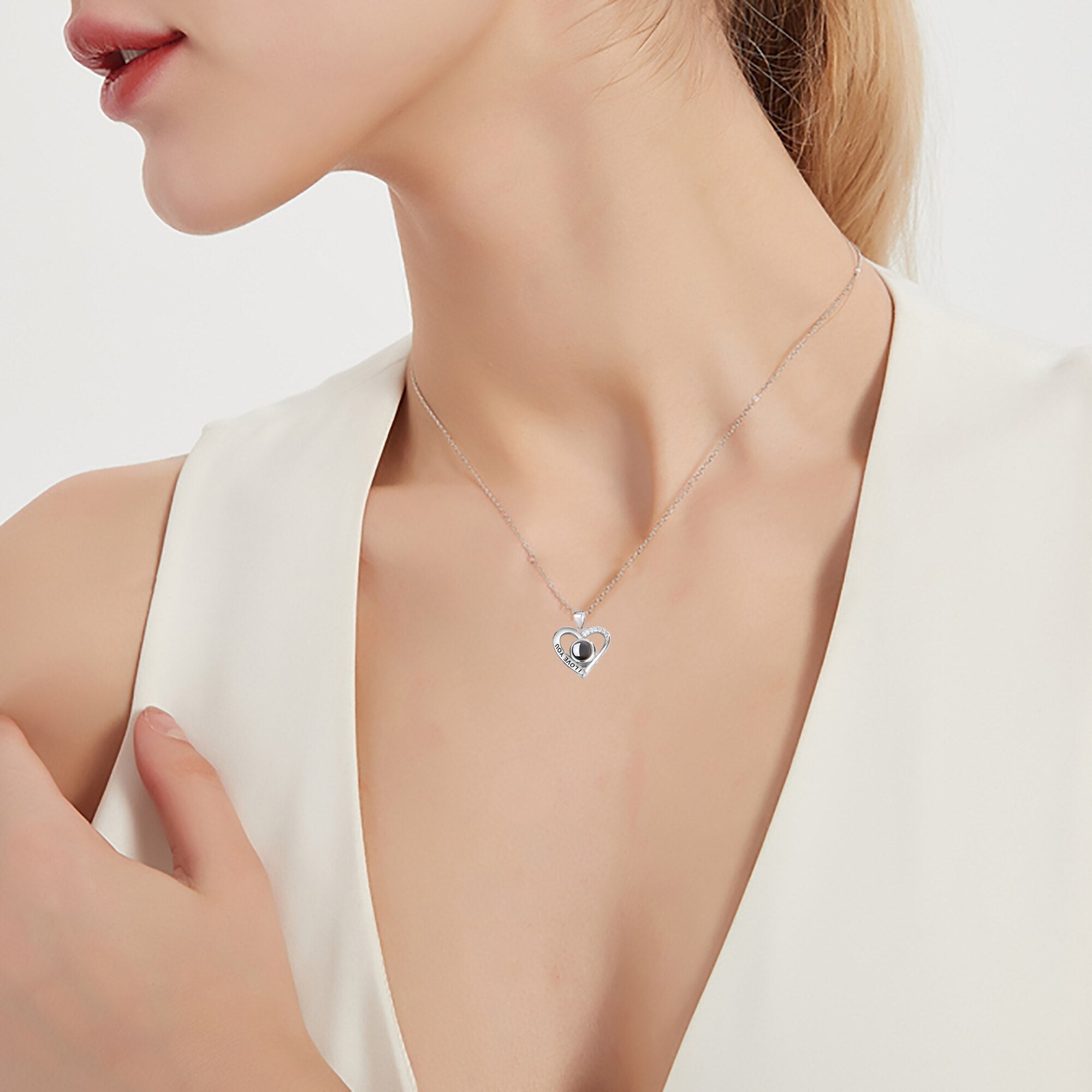 Love projection necklace with customizable photos Pendant Necklace