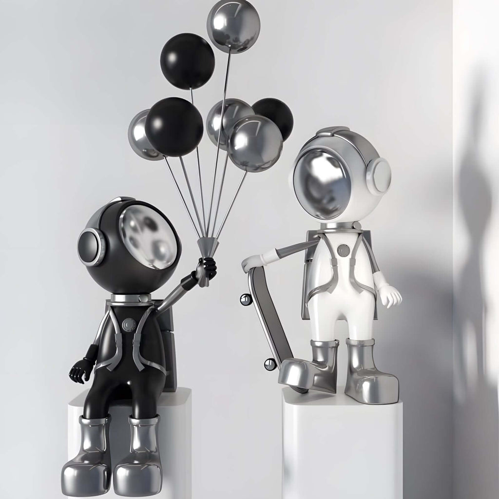 Skateboarding Astronaut Sculpture