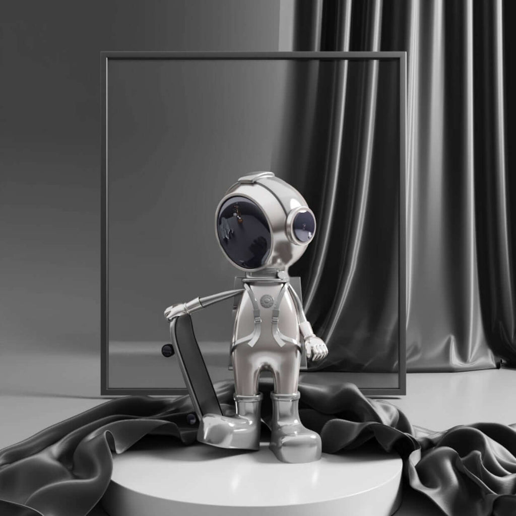 Skateboarding Astronaut Sculpture