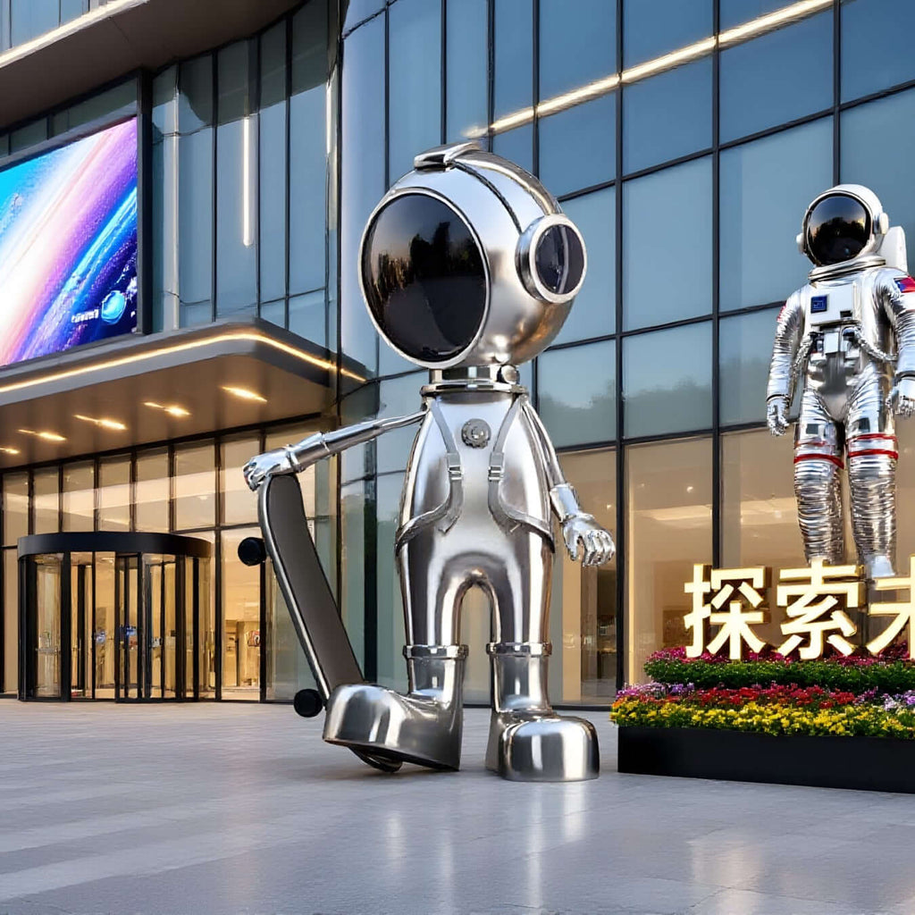 Skateboarding Astronaut Sculpture