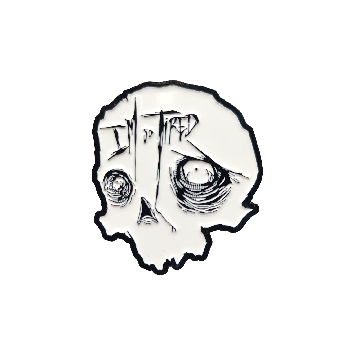 So Tired Enamel Pin Black