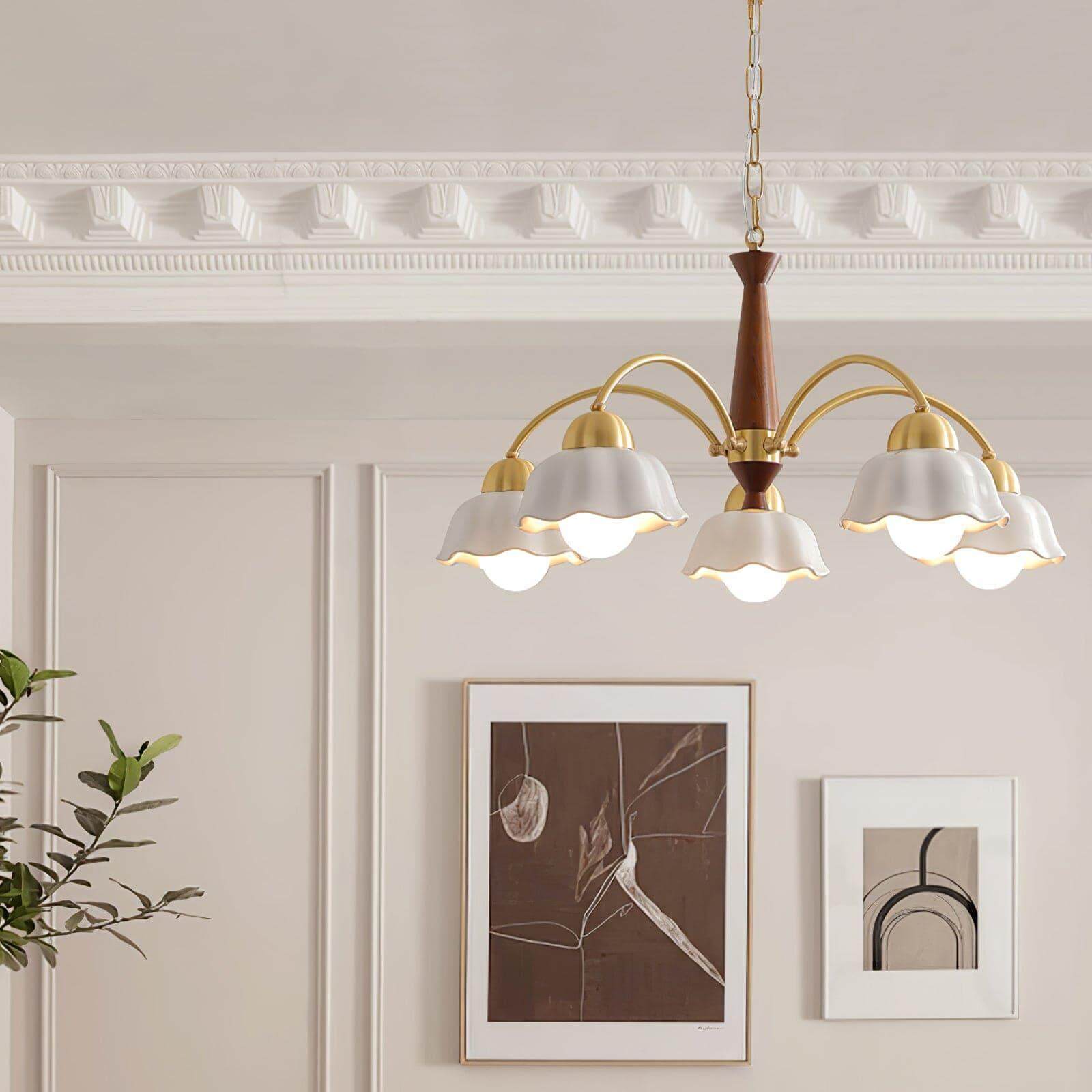 Swedish Modern Brass Chandelier