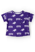 TCU Purple Frog Ruffle Pocket Tee