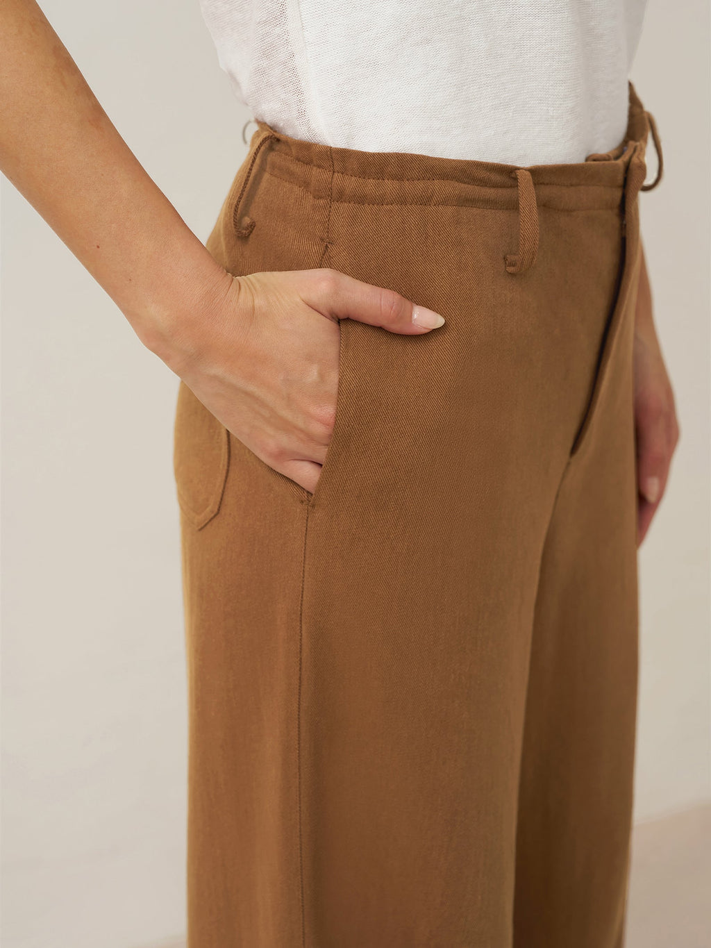 Lyocell Linen Drawstring Straight Leg Pants RACHEL