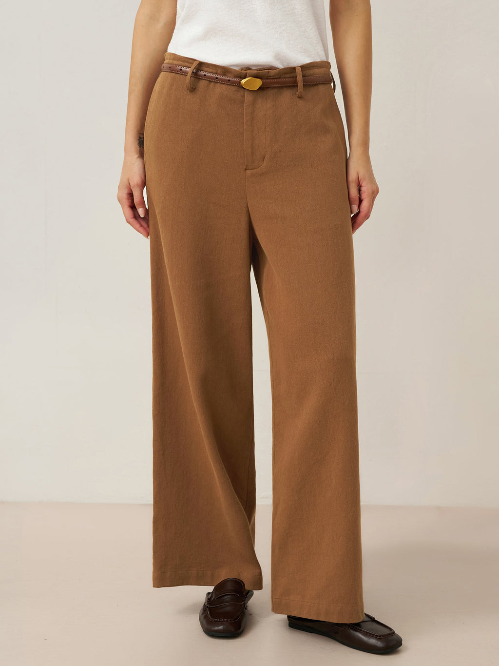 Lyocell Linen Drawstring Straight Leg Pants RACHEL